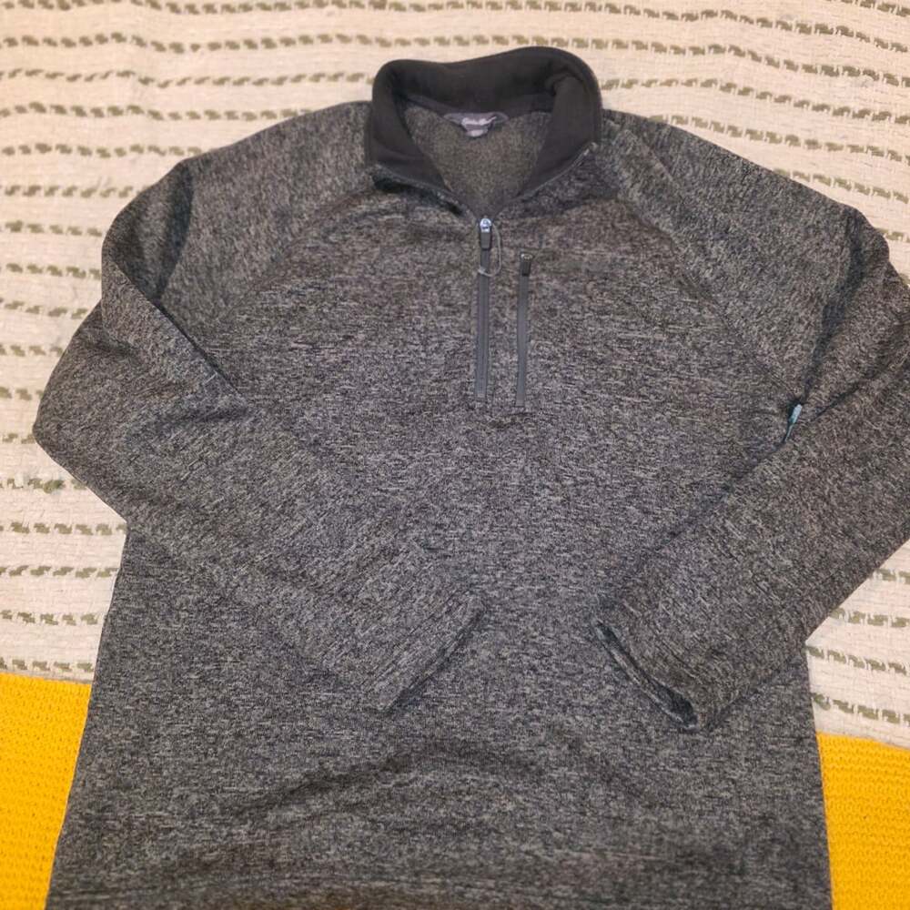 Eddie Bauer Men's Forged Iron Gray Radiator Fleece 1/4 Zip Sweater Size XL